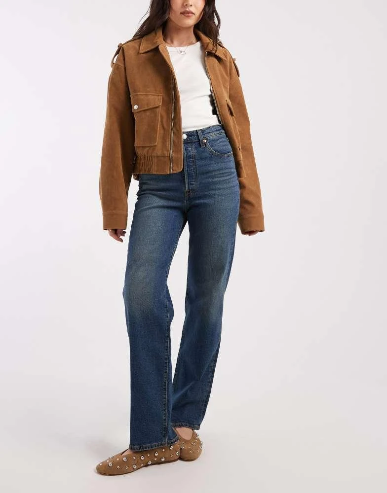 Levi
s Levi
s ribcage straight jeans in dark blue