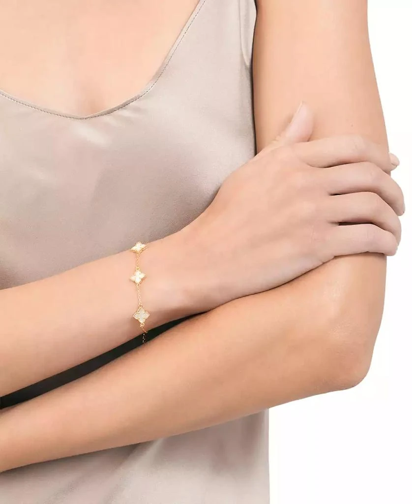 ADORNIA White Mother of Pearl Flower Bracelet 2