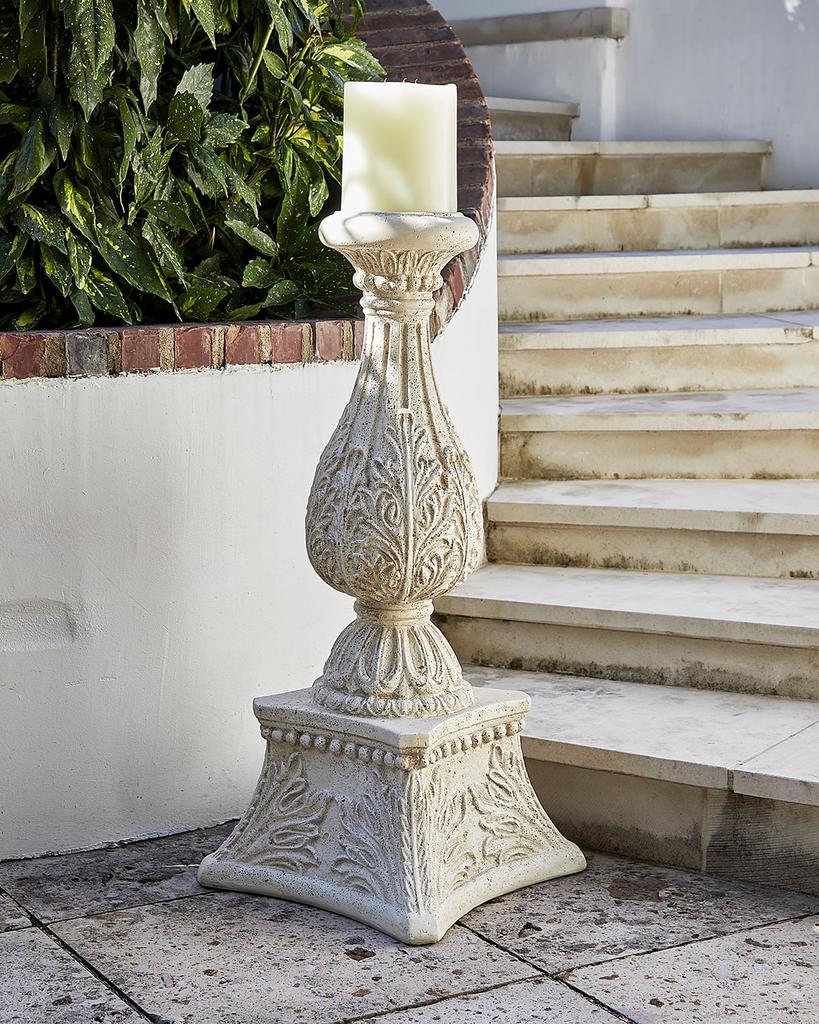 Neiman Marcus 36" Outdoor Cast Stone Floor Candlestick