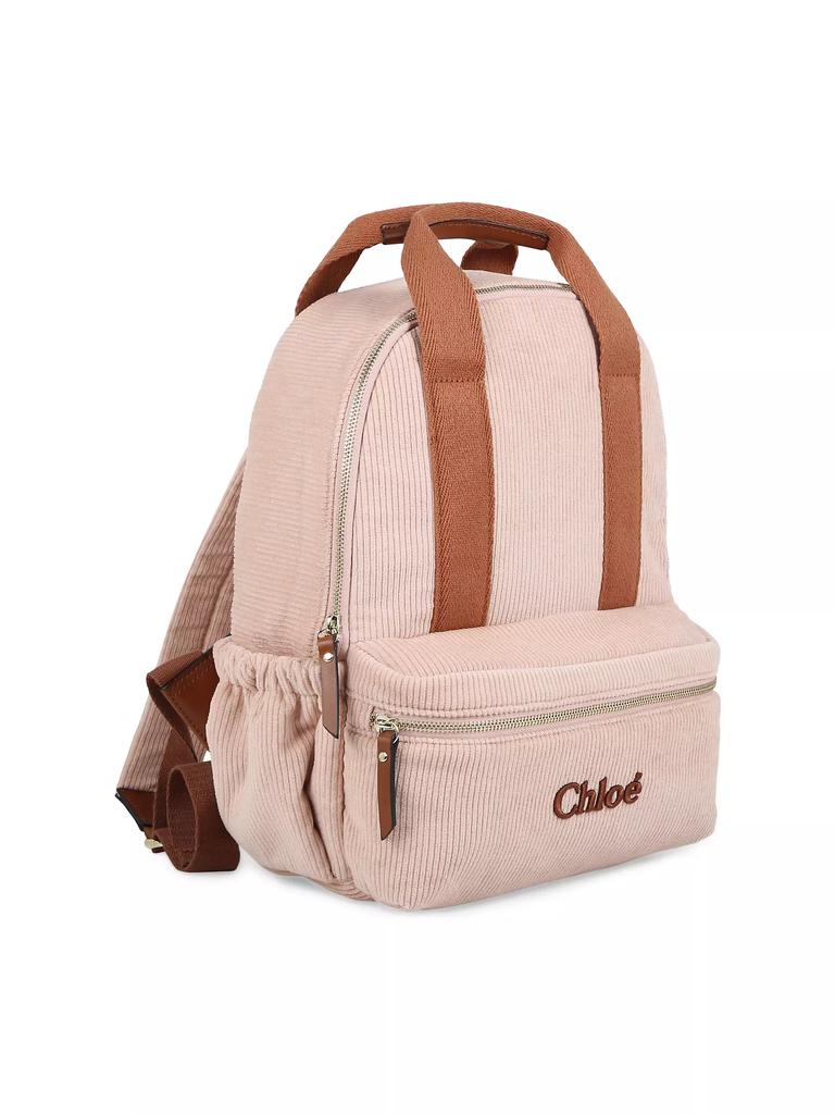 Chloé Girl's Logo Corduroy & Leather Backpack