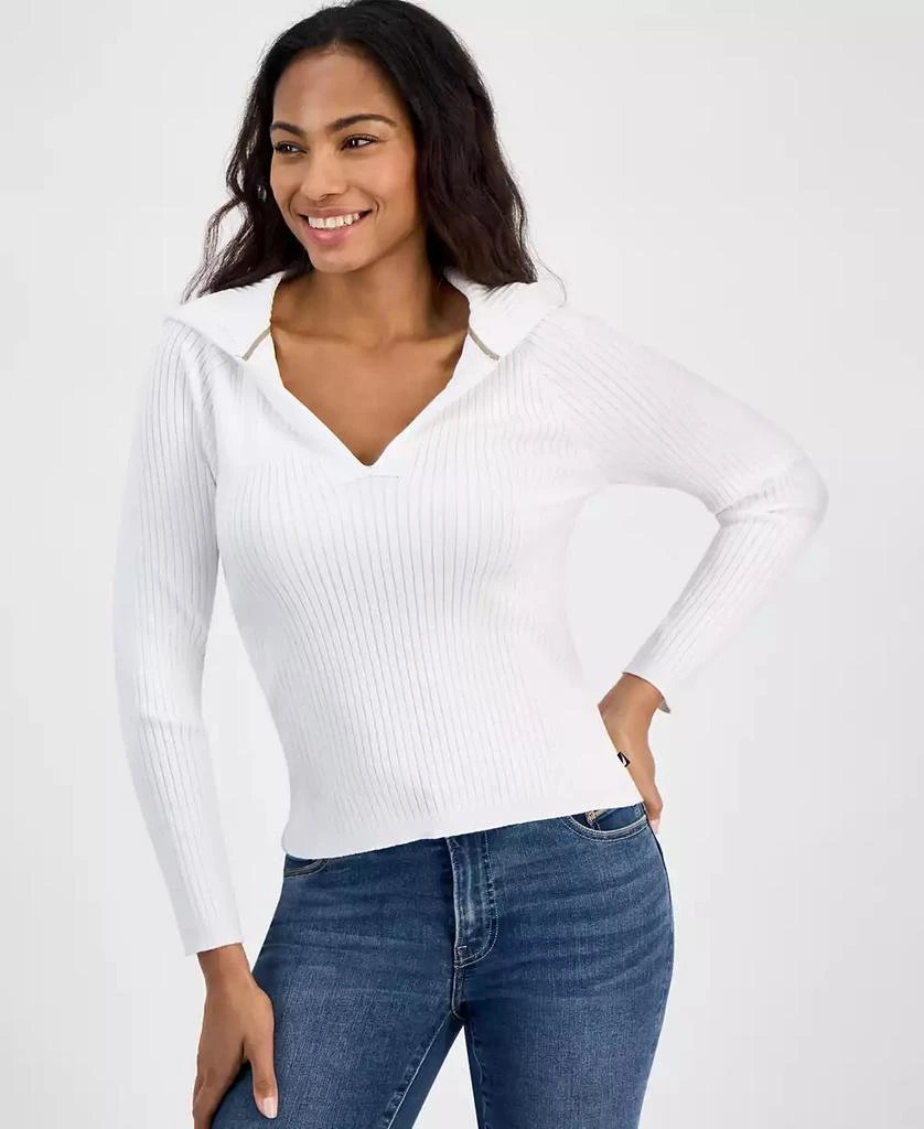 Nautica Jeans Women's Ribbed Hoodie Sweater 1