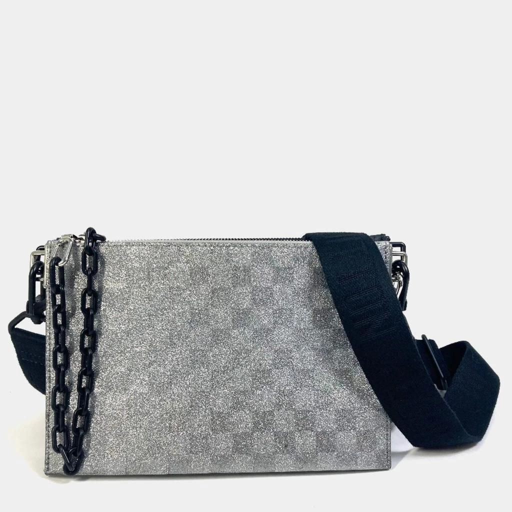 Louis Vuitton Louis Vuitton Silver Glitter Leather Damier In The Loop Trio Pouch Shoulder Bag 1