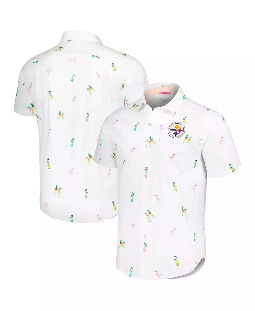 Tommy Bahama Men's White Pittsburgh Steelers Nova Wave Flocktail Button-Up Shirt 1