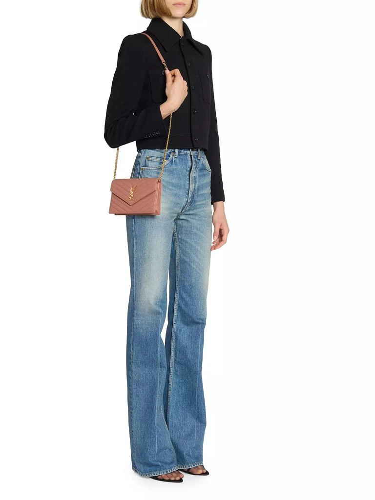 Yves Saint Laurent Cassandre Envelope Chain Wallet in Lambskin 2