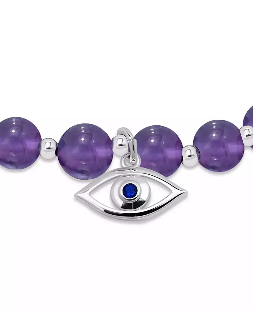 Macy's Silver-Plated Beaded Evil Eye Charm Stretch Bracelet 2