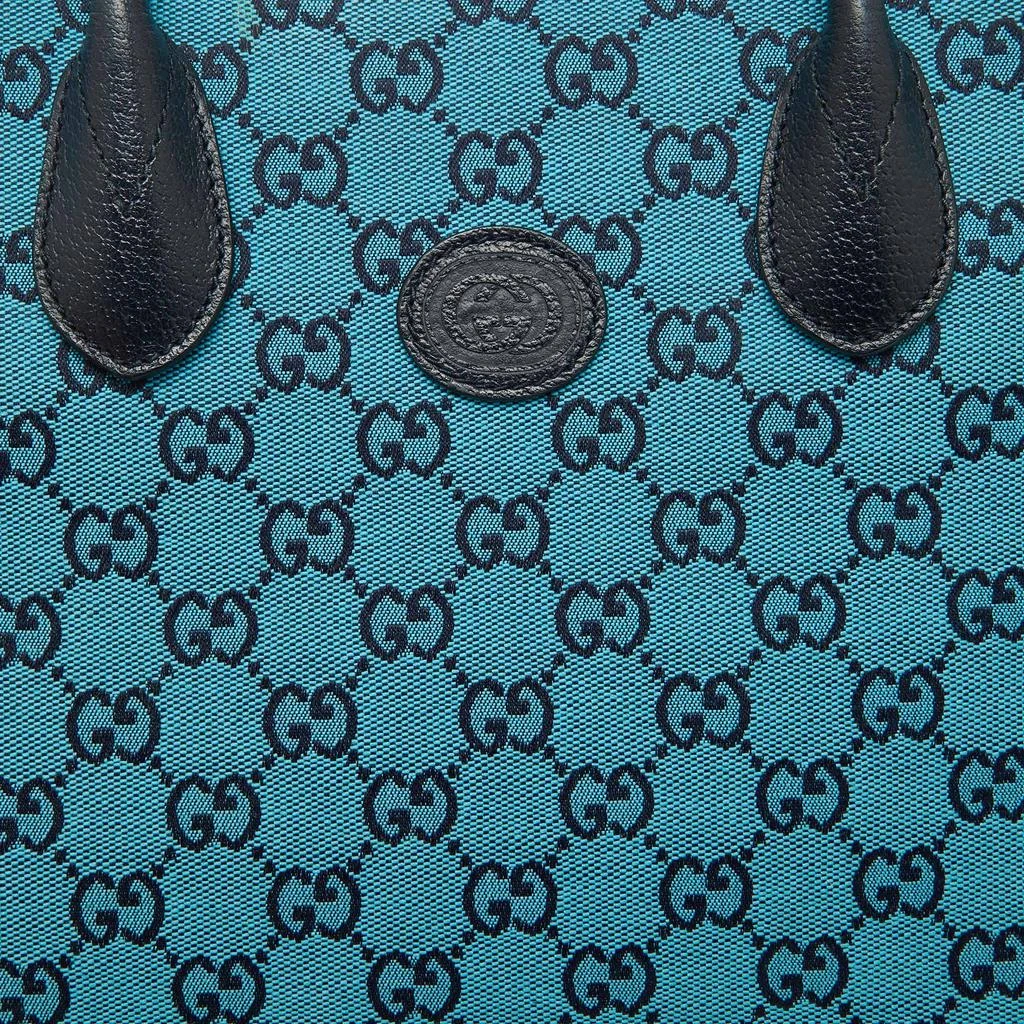 Gucci Gucci Blue/Navy Blue GG Canvas and Leather Small Structured Tote 5