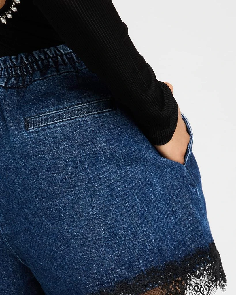 Off-White 20s Lace-Trim Denim Pull-On Shorts 5