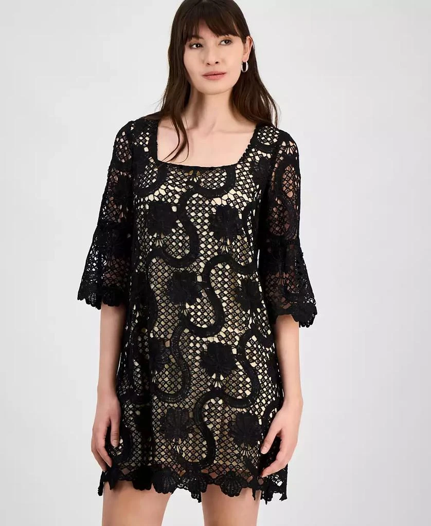 Anne Klein Women's Lace Square-Neck Bell-Sleeve Dress 2