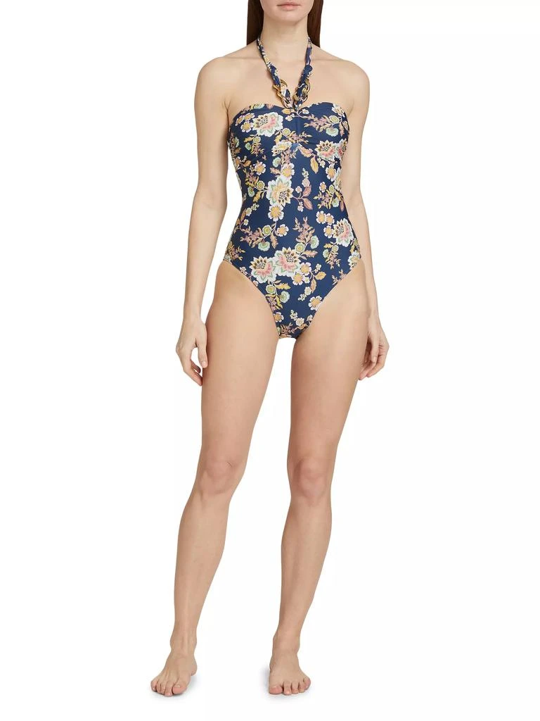 Shoshanna Floral Chain Halter One-Piece Swimsuit 2