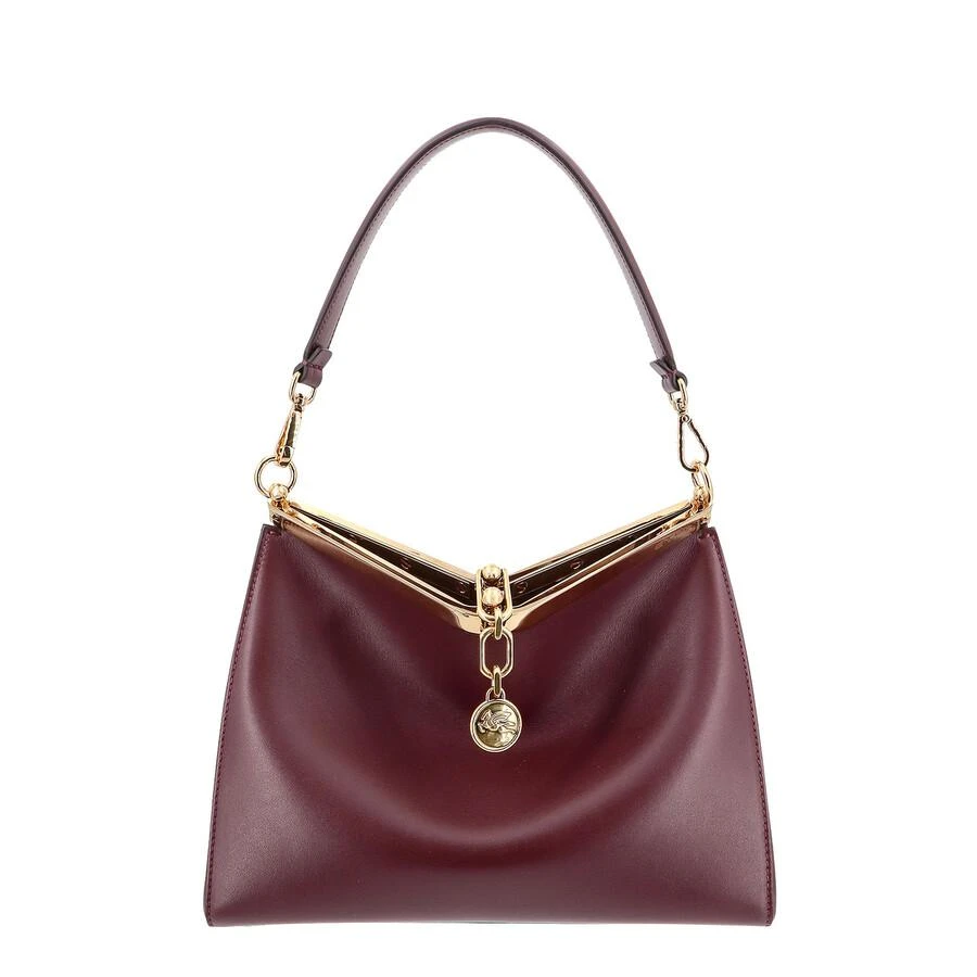 ETRO Medium Vela Bordeaux Shoulder Bag With Logo And Pegasus Charm In Leather Woman
