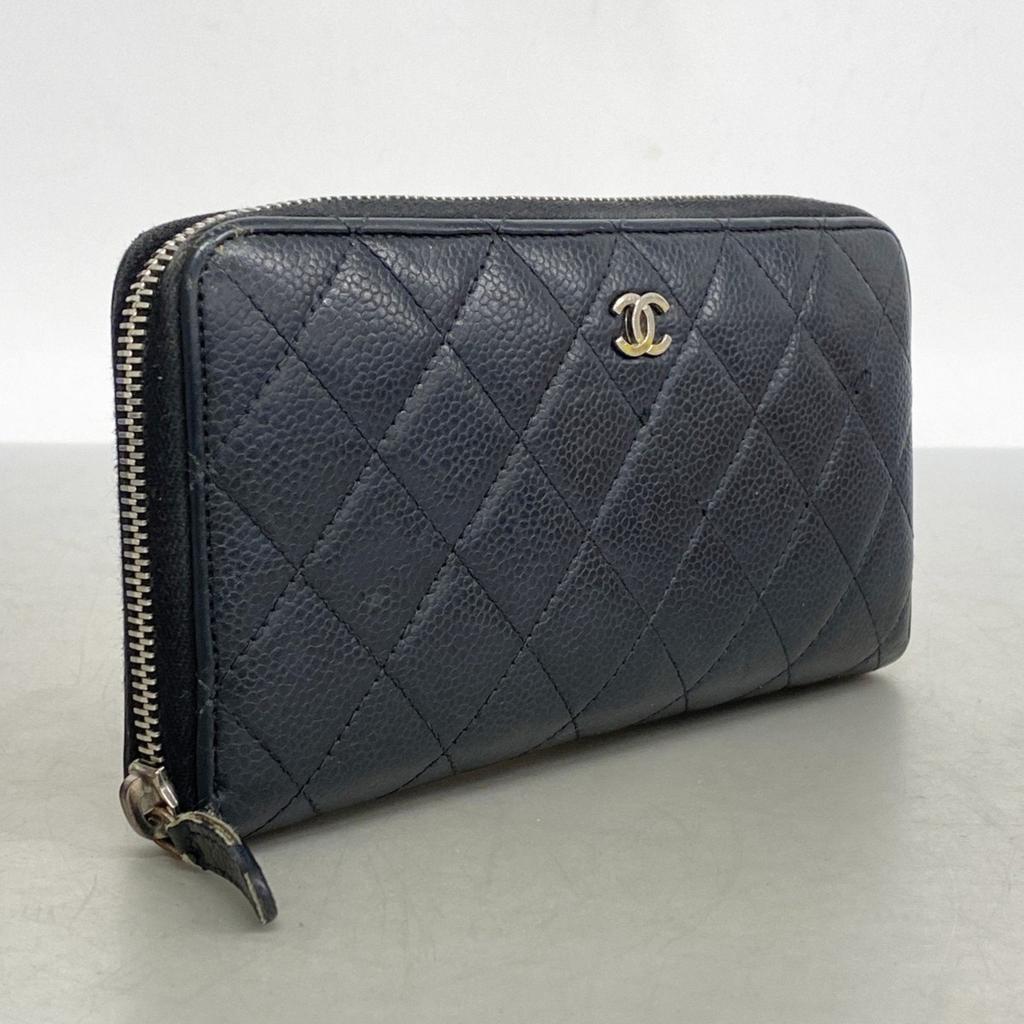 Chanel Grained Calfskin Long Wallet (Bi-Fold) (Pre-Owned)