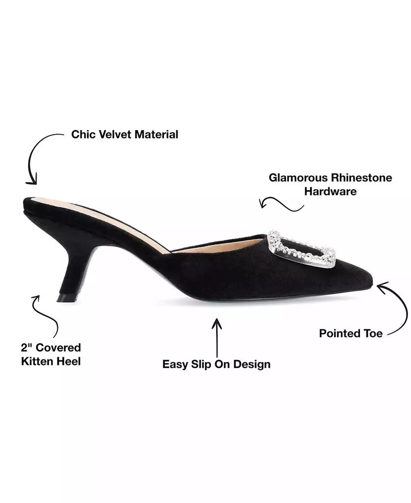 Journee Collection Women's Rishie Ornamented Kitten Heel Velvet Slip On Pumps 6