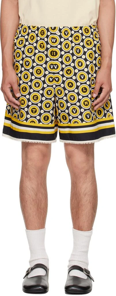 Valentino Black 
Yellow Bulles Royales Print Shorts 1