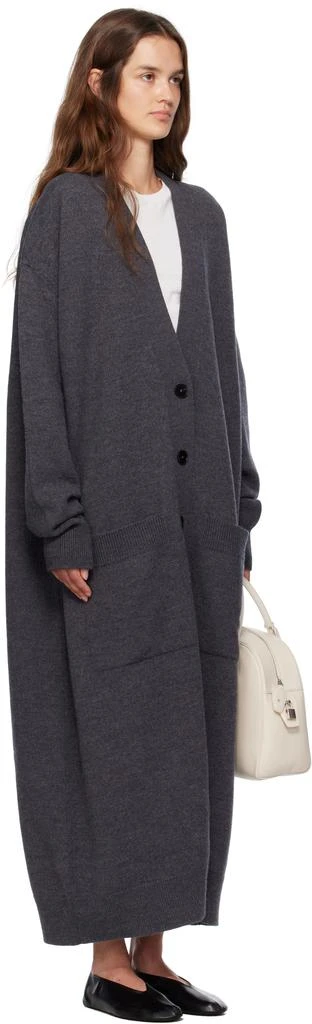 Jil Sander Gray Long V-Neck Knitted Cardigan 2