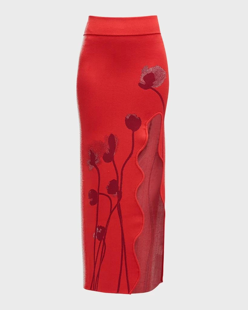 PH5 Lily Flower Wavy Slit Midi Skirt 1