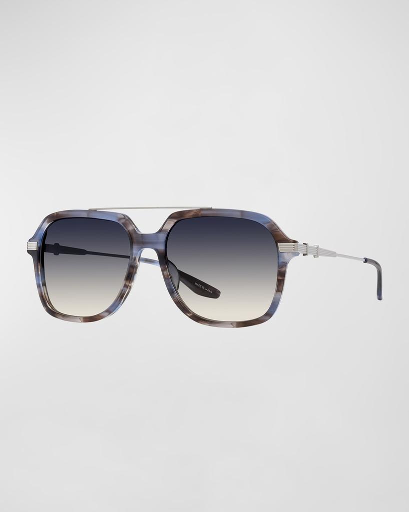 Barton Perreira D.Ellis Grey Zyl & Titanium Aviator Sunglasses