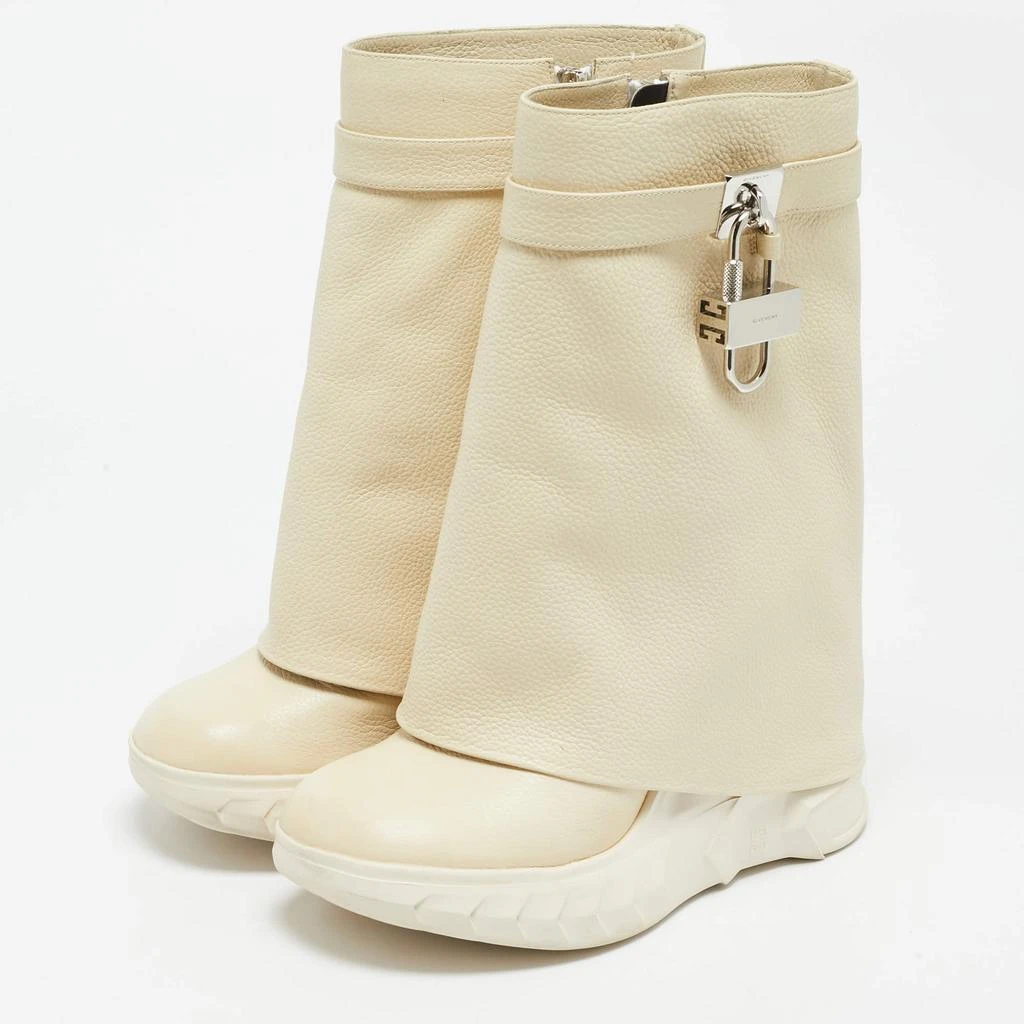 Givenchy Givenchy Cream Leather Shark Lock Mid Calf Boots Size 39 2