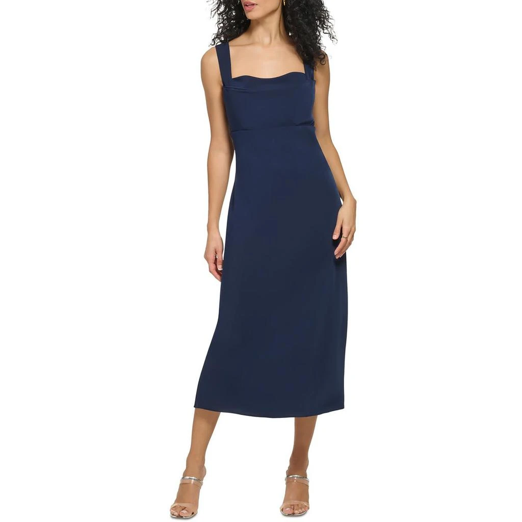 DKNY Womens Sleeveless Draped Neck Midi Dress 3