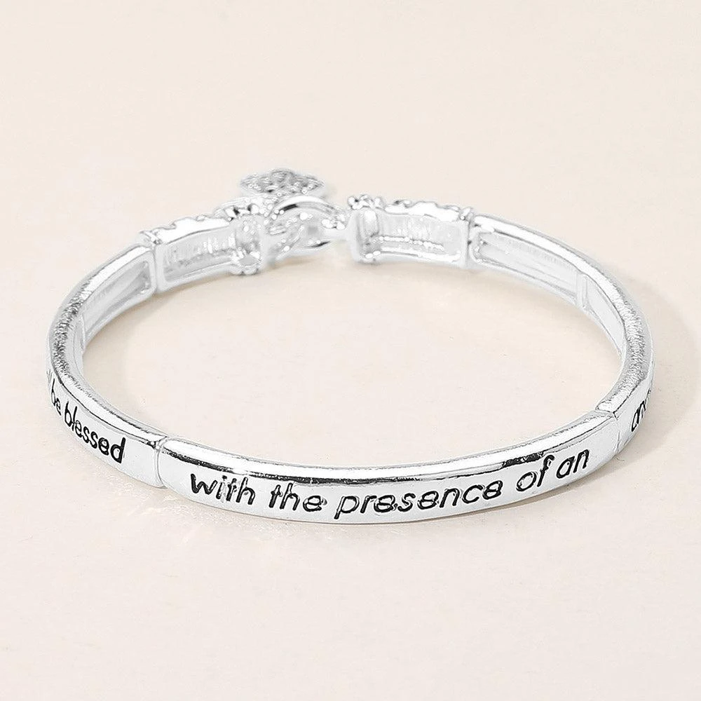 FASHNZFAB Angel Blessing Inspirational Religious Message Angel Charm Stretch Bangle Bracelet 4