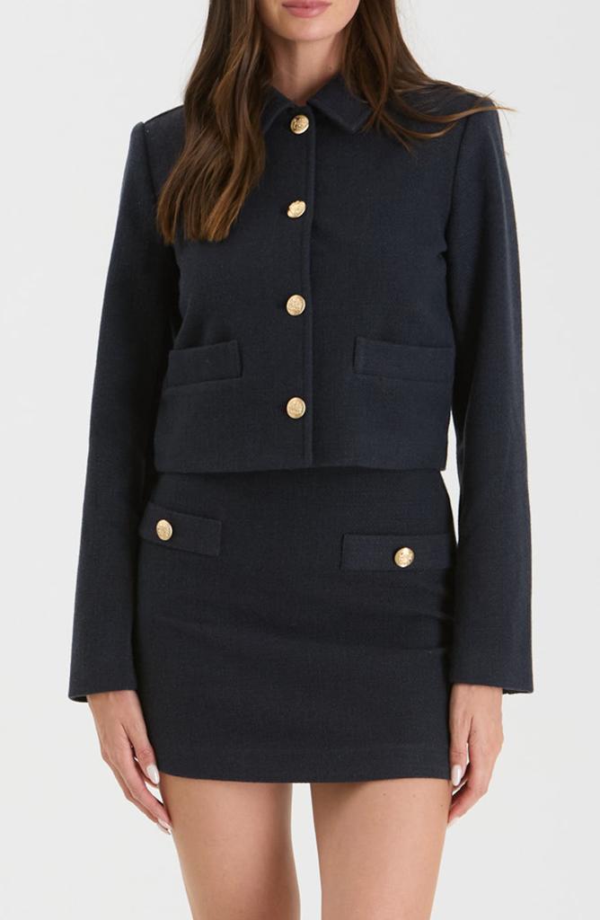 Blu Pepper Button Crop Jacket