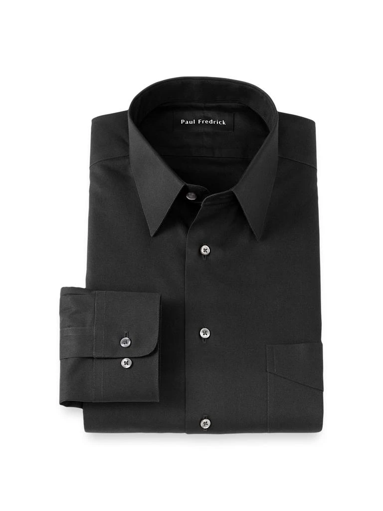Paul Fredrick Tailored Fit Non-iron Cotton Pinpoint Solid Point Collar Dress  Shirt - Shirts - BeyondStyle