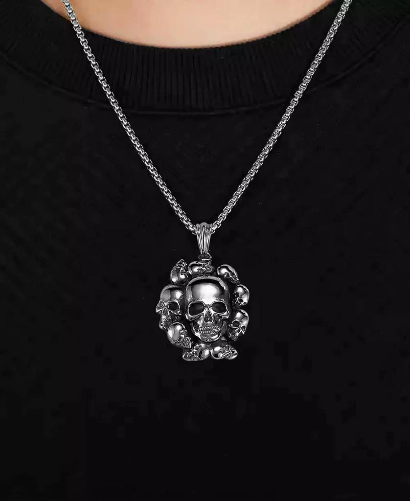 Rhona Sutton Silver Skull Cluster Stainless Steel Pendant Necklace 4