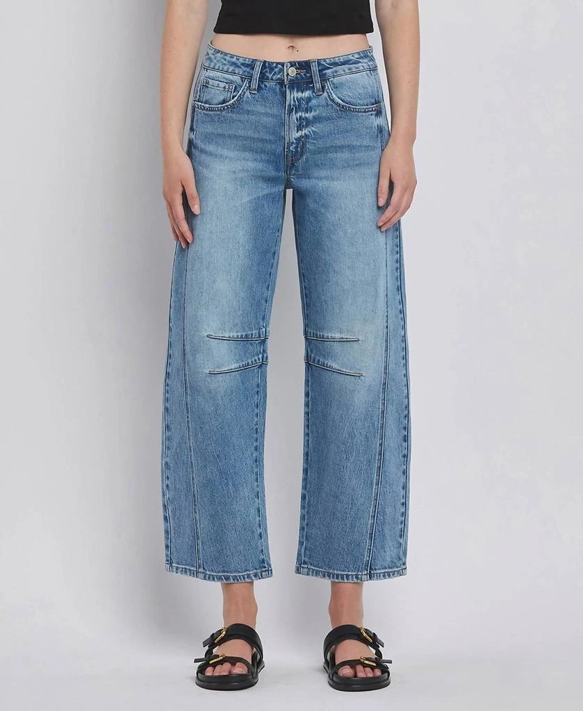 VERVET BY FLYING MONKEY High Rise Barrel Jeans In Medium Wash 1