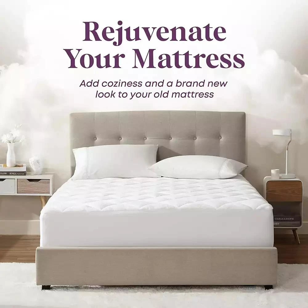 Circles Home CIRCLESHOME Double Puff Microfiber Fleece Mattress Pad White 4