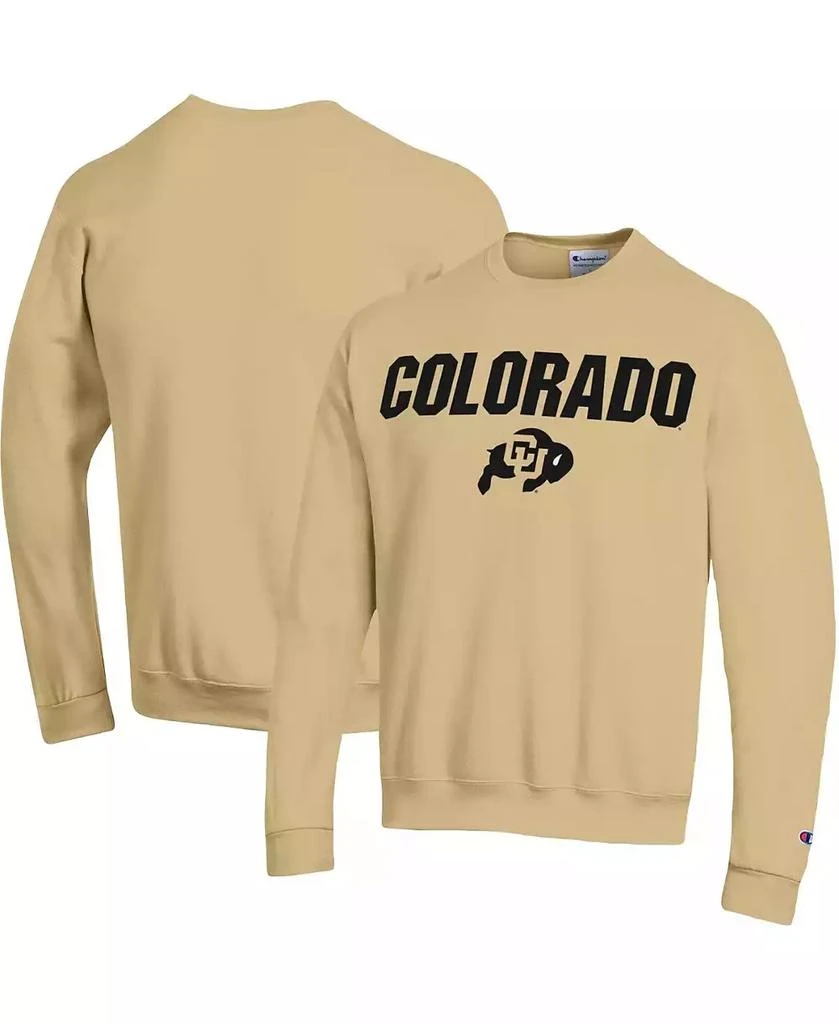 Champion Men's Gold Colorado Buffaloes Straight Over Logo Powerblend Pullover Sweatshirt 1