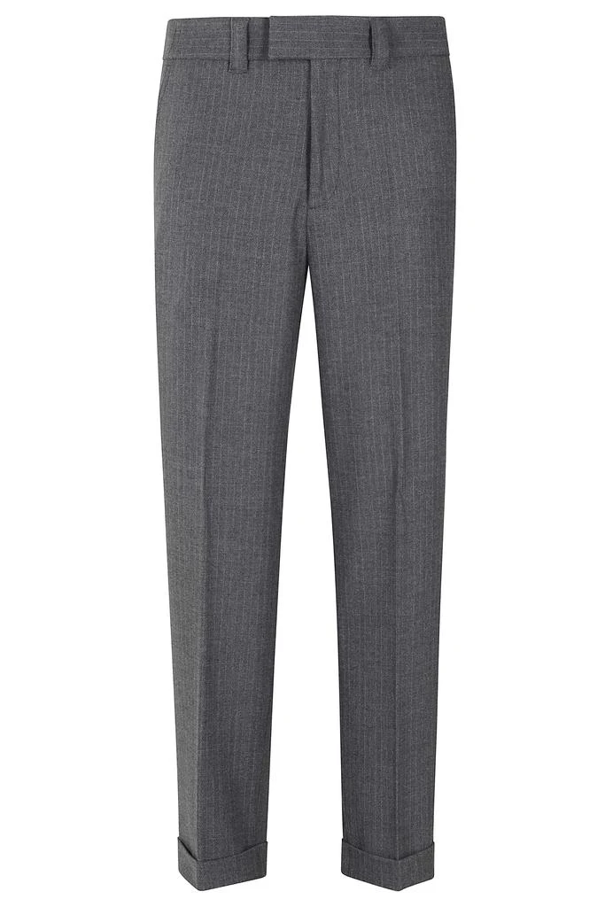 Paolo Pecora Pinstripe Wool Pants With Turn-Up Hem