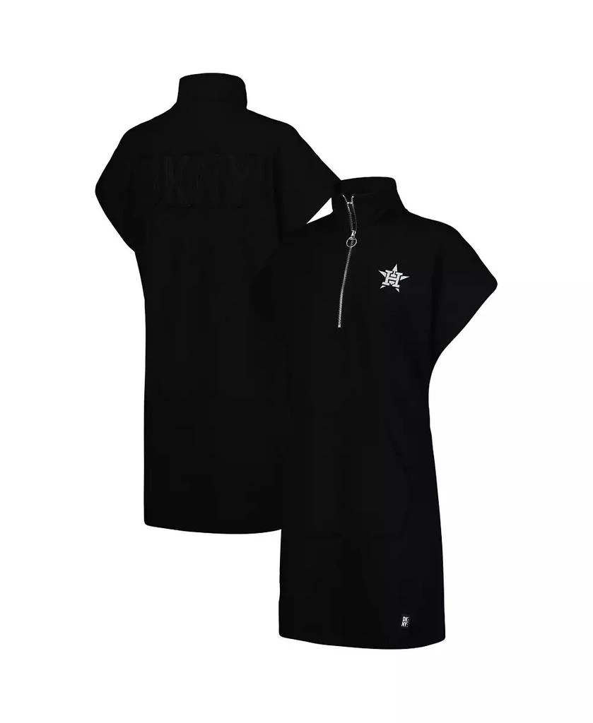 DKNY Women's Black Houston Astros Emily Quarter-Zip Sneaker Dress 1