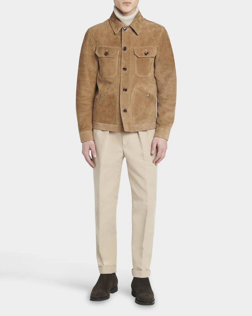Tom Ford Men's Brushed Suede Concealed Zip Field Jacket 2