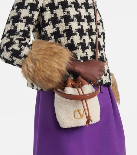Valentino VLogo Signature shearling bucket bag 2