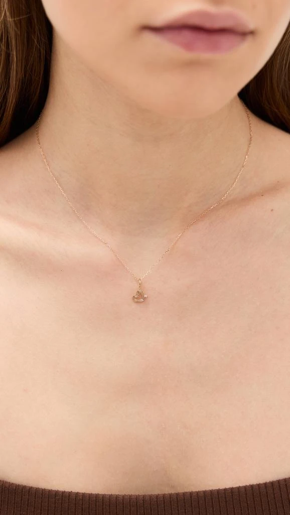 Adina Reyter 14k Groovy Diamond Heart Mini Bead Charm Necklace 2