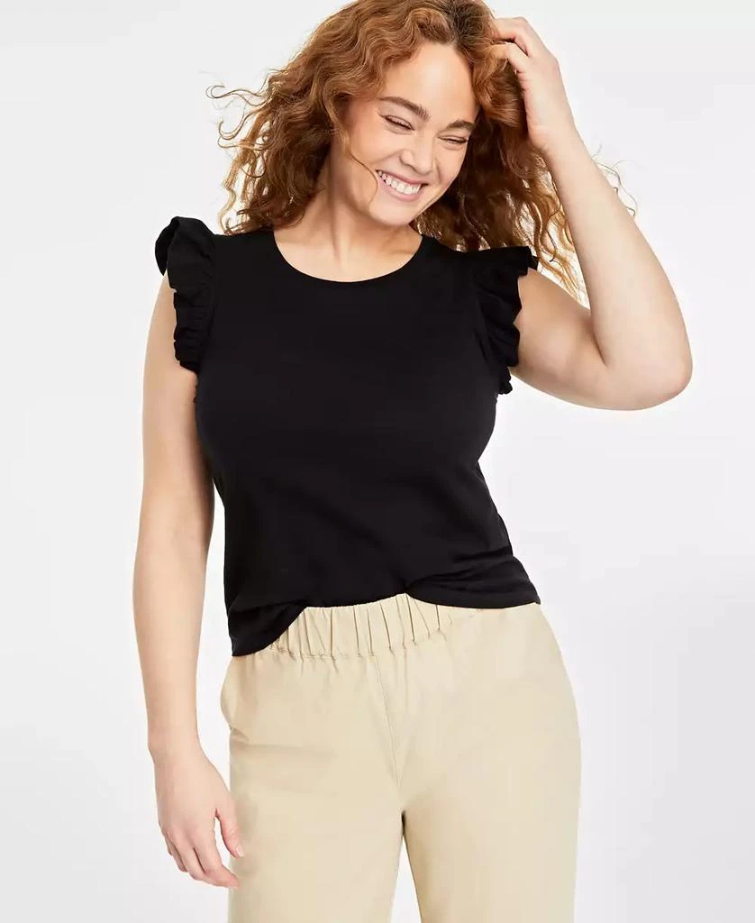 On 34th Women's Flutter-Sleeve Crewneck T-Shirt, Created for Macy's 1
