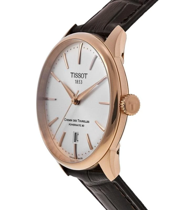 Tissot Tissot Chemin Des Tourelles Powermatic 80 Automatic Silver Dial Leather Strap Men's Watch T139.807.36.031.00 3