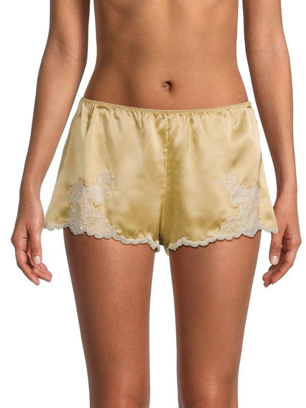 Josie Lolita Standard-Fit Lace-Trim Silk Shorts