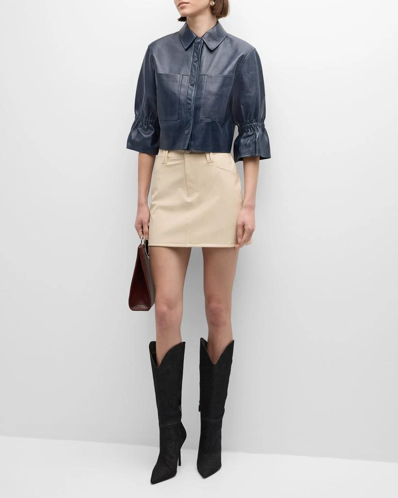 LaMarque Carolina Cropped Ruffle-Sleeve Leather Jacket 2