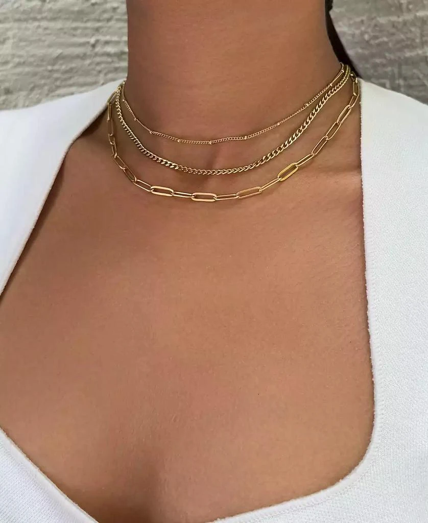 ADORNIA Tarnish Resistant Gold Set of 3-Chain Necklaces 5