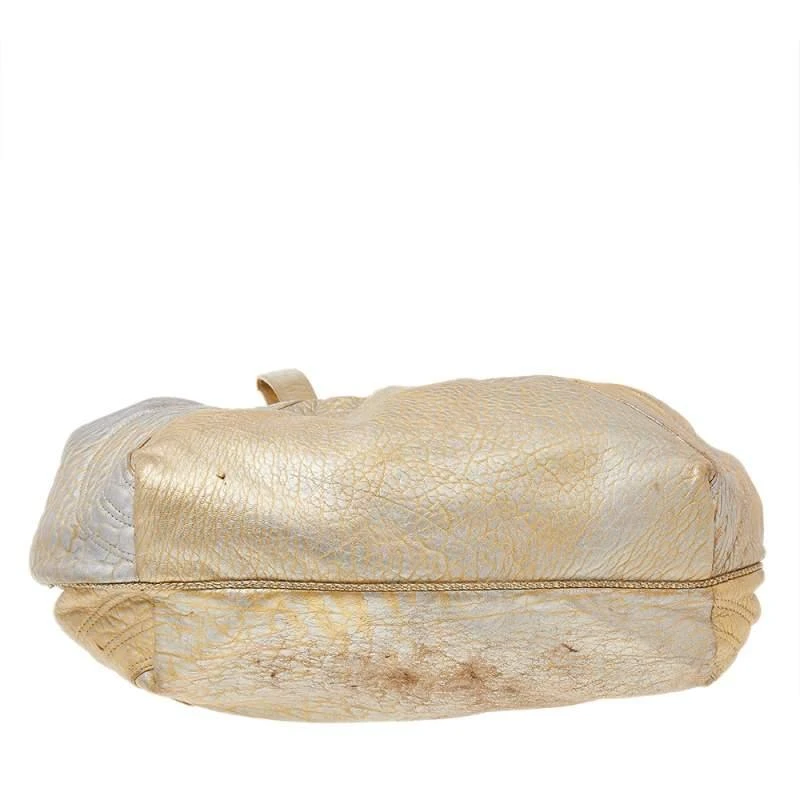 Fendi Fendi Metallic Gold Leather Holographic Textured Spy Hobo 7