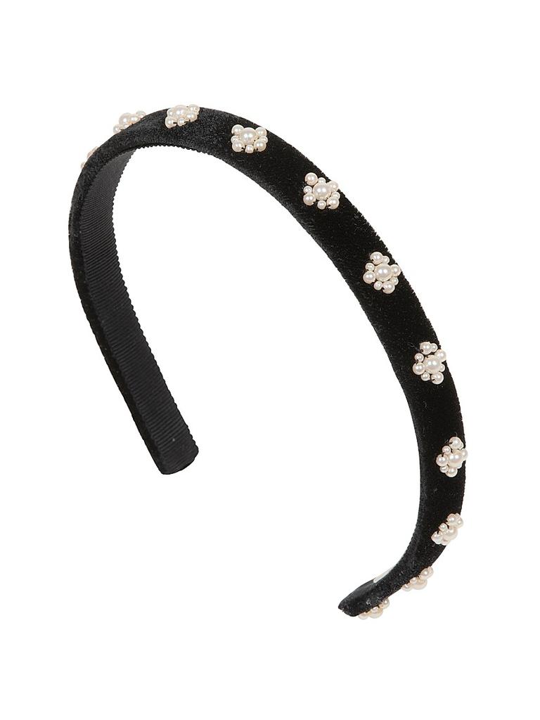 Jennifer Behr Maggie Imitation-Pearl Velvet Headband