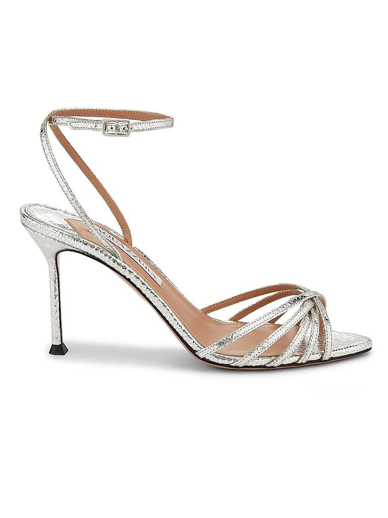 Shop Tell Me 85MM Strappy Metallic Leather Sandals on Sale at