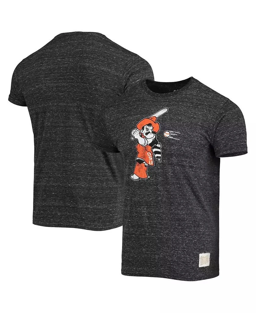 The Original Retro Brand Men's Black Oklahoma State Cowboys Batter Slub Vintage Tri-Blend T-shirt 1