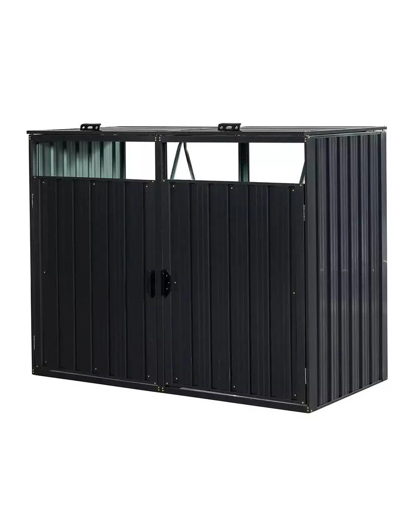 Flynama 63 in. W x 31 in. D x 48 in. H Galvanized Steel Trash Can Storage, Outdoor Metal Garbage Shed