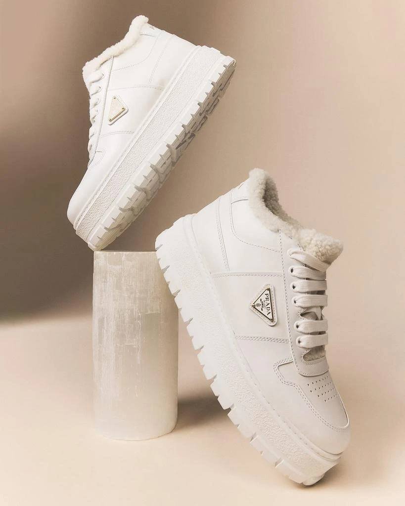 Leather Shearling Mid-Top Sneakers – On Sale Now with Up to  display picture 2
