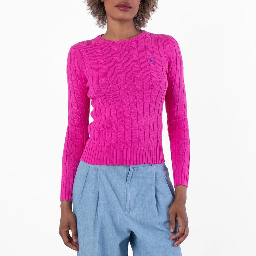 Ralph Lauren Logo Embroidered Braided Knit Sweater