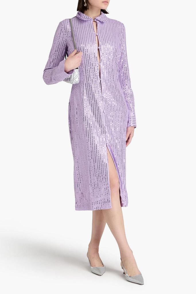 Stine Goya Sonja sequined jacquard-knit midi shirt dress