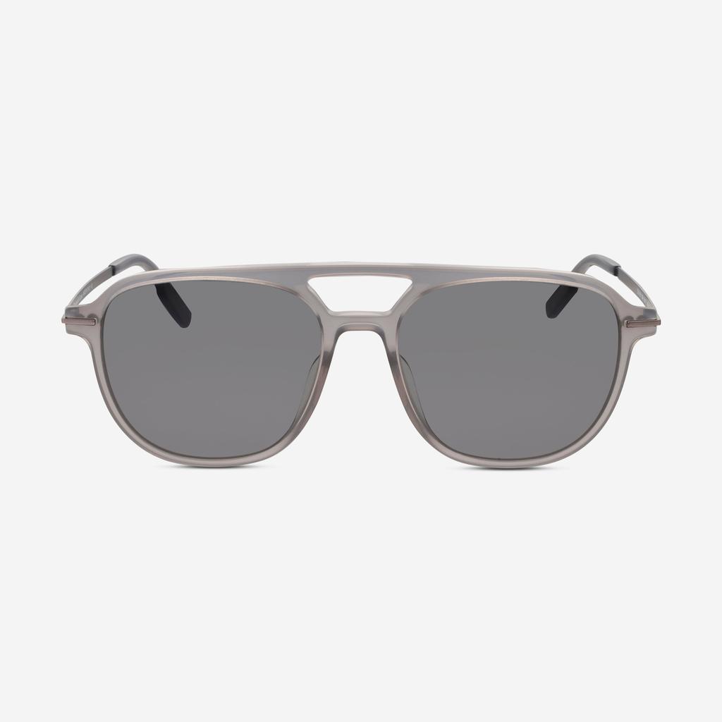 Ermenegildo Zegna Ermenegildo Zegna Men's Shiny Milky Asphalt, Semi-Shiny Dark Rutheium & Smoke Aviator Sunglasses EZ0191