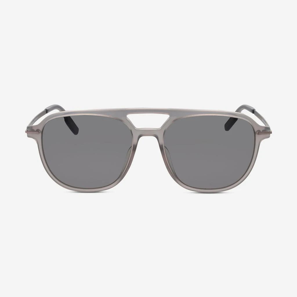 Ermenegildo Zegna Ermenegildo Zegna Men's Shiny Milky Asphalt, Semi-Shiny Dark Rutheium & Smoke Aviator Sunglasses EZ0191 1