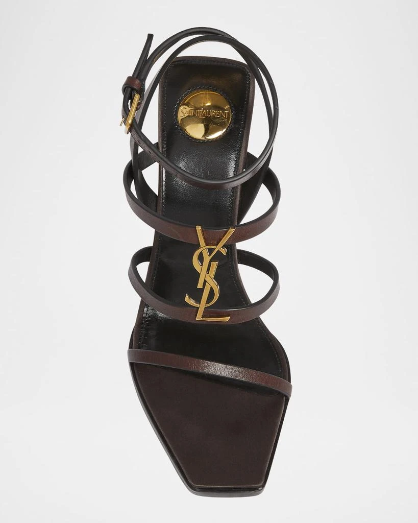Yves Saint Laurent Cassandra Leather YSL Wedge Sandals 5